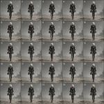 a 5x5 (25 in total) grid of animation frames (for seamless loop): YoRHa No.2 Type B walks, swaying her thighs with gait, view in forward direction. The frames are placed accurately in the correct order