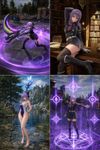 Hiiragi Shinoa from "Owari no Seraph", but she is the playable character in "Heroes of the Storm" by Activision Blizzard, added with a mod by a Korean modmaker (very high quality shaders and normal maps), iCEnhancer and ENB preset (Cinematic+Natural), on ultra settings, and ultraHD/8K textures overhaul (no Depth of Field; DoF turned off currently), with a HD overhaul for sky

Four screenshots (8K UltraHD resolution, resized down to 4K):
An action camera showing her fighting, wielding a scythe and active aura (power-up)
A staged screenchot, she is posing with a sexy pose, inside a library
A lake at a forest; instead of her attire, she is wearing a high-cut two-tone one-piece "speedo" swimsuit (added with a separate mod) and holds a Crystal Staff
The moment is when she applies an ability for a powerful high-end buff