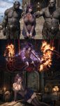 Yuri from "Doki Doki Literature Club", but she is an NPC/follower with her distinctive items set equipped, a mod by a Korean modmaker (very high quality shaders and normal maps), added in a heavily modded Skyrim, with a custom elf-like race in style of "Final Fantasy XIV" made by Chinese modding community. The body is CBBE, with slender/curvy form and "feminine lady body" version, H-cup, oiled skin, skin pores visible, skin overhaul+extra mascara mod by a Korean modmaker, eyes overhaul by a Chinese modmaker. iCEnhancer and ENB preset (Cinematic+Natural), on ultra settings, and ultraHD/8K textures overhaul (no Depth of Field; DoF turned off currently), with a HD overhaul for sky

Three screenshots (8K UltraHD resolution, resized down to 4K):
The location is coastal at Elsweyr, in front of a custom player's home entrance (a mystic grand wizard's tower added with a mod for player's house); at sides by her two ogres standing with their hands placed on her shoulders (a subtle hint of Loverslab mods).
An action camera showing her fighting two fire atronachs, inside a daedric tower in Oblivion, using double-wield blades and active magic buff (aura), with a Korean mod for combat
A staged screenchot, she is posing with a sexy pose, inside a Mystic Arcane library, at Imperial City (added with a mod)