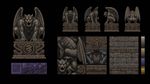 an artwork in technique of in-game graphics assets (sprites, textures) from the 1994 game "Heretic: Shadow of the Serpent Riders" (MS-DOS) by Ravern Software. a gargoyle