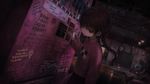 a vibrant lively artwork in style of Cytus by Rayark. close-up view, dutch angle, perspective foreshortening, it features Madotsuki from "Yume Nikki" standing with a pencil, and writing various phrases on a vending machine at abandoned subway station, those phrases are weird, nonsense, cringeworthy, odd, surreal, wacky