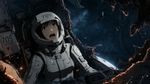 
A breathtaking and highly detailed anime-style illustration of Honoka Hou from Knights of Sidonia. She is sitting inside the heavily damaged cockpit of her Type-18 Garde, the entire front armored section violently torn away, exposing her directly to the vacuum of deep space. She is wearing her white pilot skin suit and helmet, with the number "705" clearly printed on the top of the helmet. Her expression conveys absolute, primal terror as she looks upward at a massive, unseen threat. Jagged, glowing-hot metal edges frame the foreground, with loose wires sparking and debris floating in zero gravity. The background is a vast, cold expanse of stars and deep space. The lighting is cinematic, contrasting the harsh cold light of space with the warm, sparking interior of the ruined cockpit.
The Type-18 Garde that Honoka Ho is in has a tail number of 705.
