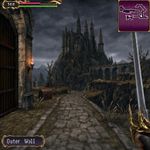 "Castlevania: Portrait of Ruin" game but first-person view, outdoors