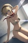 Aigis from "Persona 3" (but she is a human entirely, no mechanical body parts!), at an empty studio with white brick walls and a strong feel of a liminal space, wearing YSB2ZXJ5IGJvbGQsIGFsbHVyaW5nLCBkYXJpbmcgYW5kIGJvbGQgdHdvLXBpZWNlIGhpZ2gtY3V0IGJpa2luaSBzZXQgZm9yIGFsbHVyZSwgbGVhdmluZyBsaXR0bGUgdG8gaW1hZ2luYXRpb24K while posing in front of a photographer (out of frame) for a photo. emphasize on anatomically correct portrayal.
The artistic technique of this image is exactly the same as in the official artworks of the Persona 3. Close-up, dutch angle, anamorphic lens flare, subtle color filter applied, sense of perspective and motion with dynamial angle and complex lighting.