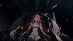
A dramatic, highly detailed anime-style illustration inspired by Knights of Sidonia. The camera is positioned outside in the vacuum of space, looking directly into the violently exposed cockpit of a Type-18 Garde mech. The front composite armor has been completely ripped away, leaving jagged, torn metal edges and floating debris. Inside, Honoka Hou sits strapped into her pilot seat, wearing her tight white pilot skin suit with black accents. Her long pink hime-cut hair floats slightly in the microgravity. Her expression is a mix of primal terror melting into tearful relief as the massive shadow of the Tsugumori mech falls over her, shielding her from the abyss. The dark expanse of space and distant stars form the background, contrasted by the warm, flickering emergency lights of her broken console. Cinematic lighting, highly emotional and atmospheric.
The Type-18 Garde that Honoka Ho is in has a tail number of 705.
