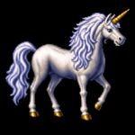an image in the exact technique and art direction (non-pixelated, high-definition smoothly-done pixelwork, NOT pixelized) of in-game graphics assets (like in its sprites) from the 1994 game "Warcraft II: Tides of Darkness" (MS-DOS) by Blizzard, with vibrant SVGA (NOT 16-bit) colors. an unicorn