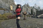 Rin Tohsaka (Fate Stay/Night) but she is an NPC/follower with her distinctive items set equipped, added in a heavily modded Skyrim with iCEnhancer and ENB (Cinematic+Natural), on ultra settings, and ultraHD/8K textures overhaul. (no Depth of Field; DoF turned off currently)