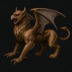 an image in the exact technique and art direction (non-pixelated, high-definition smoothly-done pixelwork with a perfect smooth upscaler applied, NOT pixelized) of in-game graphics assets (like in its sprites and textures) from the 1994 game "Doom II" (MS-DOS) by id Software. a demonic griffin