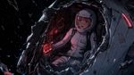 
masterpiece, very aesthetic, 1girl, honoka hou, knights of sidonia, pink hair, hime cut, brown eyes, white pilot suit, skin suit, terrified expression, wide eyes, sitting in mecha pilot seat, destroyed cockpit, torn metal hull, jagged edges, exposed to outer space, starry background, zero gravity, floating debris, glowing emergency lights, dramatic lighting, cinematic angle, science fiction, highly detailed

A breathtaking anime-style illustration of Hou Honoka from Knights of Sidonia. She is sitting in the pilot seat of her Garde, but the entire front section of the mecha's cockpit has been violently torn away by a massive impact. The viewer looks in from the outside vacuum of space through the jagged, sparking metal edges of the destroyed hull. Hou is wearing her standard white pilot skin suit, her face visible through the clear visor of her helmet, showing an expression of absolute, paralyzing terror as she stares into the void. Floating debris, drops of coolant, and severed cables drift in zero gravity around her. The vast, dark expanse of space serves as the backdrop, contrasting with the emergency red lighting and flickering monitors still barely active inside the ruined, cramped cockpit.
