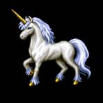 an image in the exact technique and art direction (non-pixelated, high-definition smoothly-done pixelwork, NOT pixelized) of in-game graphics assets (like in its sprites) from the 1994 game "Warcraft II: Tides of Darkness" (MS-DOS) by Blizzard, with vibrant SVGA (NOT 16-bit) colors. an unicorn