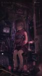 a vibrant lively artwork in style of Cytus by Rayark. it features Madotsuki from "Yume Nikki", with her eyes closed, with a sleepy and serene look, sitting in a dusty dim-lit room, holding a plush cat