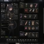 Интерфейс Escape from Tarkov инвентаря, но персонаж кошкодевочка в аниме стиле. Вещи типа catnip и прочее