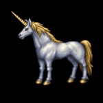 an image in the exact technique and art direction (non-pixelated, high-definition smoothly-done pixelwork, NOT pixelized) of in-game graphics assets (like in its sprites) from the 1994 game "Warcraft II: Tides of Darkness" (MS-DOS) by Blizzard, with vibrant SVGA (NOT 16-bit) colors. an unicorn