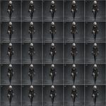 a 5x5 (25 in total) grid of animation frames (for seamless loop): YoRHa No.2 Type B walks, swaying her thighs with gait, view in forward direction. The frames are placed accurately in the correct order