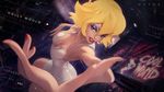 a vibrant lively artwork in style of Cytus by Rayark. close-up view, dutch angle, perspective foreshortening, it features Holly Would (from "Cool World" cartoon) posing