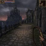 "Castlevania: Portrait of Ruin" game but first-person view, outdoors