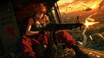 
masterpiece, very aesthetic, 1girl, souryuu asuka langley, neon genesis evangelion, red hair, long hair, hair blowing in wind, blue eyes, fiery expression, teeth clenched, sweat, interface headset, hair clips, pilot suit partially unzipped, olive drab tank top underneath, dog tags, combat boots, sitting, legs apart, holding weapon, m60 machine gun, muzzle flash, spent shell casings, ammunition belt, bullet belt, tracer rounds, helicopter interior, uh-1 huey, open door gunner position, vibrating metal floor, flight helmet nearby, military aesthetic, jungle below, sunset sky, golden hour lighting, warm orange light, lens flare, motion blur on rotor shadow, wind effects, dramatic angle, dutch angle, from side, dynamic composition, vietnam war aesthetic, apocalypse now reference, cinematic lighting, volumetric light rays, smoke, gunpowder haze, atmospheric perspective, depth of field, action scene, intense, adrenaline, war is hell, anime screencap, 90s anime style, gainax style, high contrast, film grain.
A cinematic anime illustration in classic 90s Gainax style depicting Souryuu Asuka Langley as a door gunner aboard a UH-1 Huey helicopter flying over dense Vietnamese jungle at golden hour. She sits in the open side compartment gripping an M60 machine gun mid-burst — vivid muzzle flash erupting from the barrel, a glittering cascade of brass shell casings tumbling into the air, and a long ammunition belt snaking from a green ammo can at her feet. Her long red hair whips violently in the rotor wash, partially obscuring one fierce blue eye. She wears her signature A10 nerve clip headset and red hair clips, but her plugsuit is replaced by an olive drab military tank top with dog tags swinging from her neck, the suit tied at the waist. Her expression is wild, teeth bared in a furious battle cry, sweat streaking her face. Warm orange sunset light floods through the open door, casting dramatic volumetric rays through the haze of gunpowder smoke that fills the helicopter cabin. The metal interior is detailed with rivets, worn paint, scuff marks, and a crewman's flight helmet discarded on the vibrating floor. Below, a winding river cuts through the endless canopy of jungle. The composition uses a slight dutch angle from a side perspective to emphasize motion and chaos. Film grain and high contrast evoke the feel of a war movie still reimagined as a retro anime keyframe. Small stenciled English text on the helicopter bulkhead reads "RIDE OF THE VALKYRIES" with a small NERV logo spray-painted beside it.
