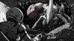 
1girl, over shoulder, from behind, space suit, helmet, helmet markings, 705, shattered cockpit, broken glass, cockpit destroyed, vacuum of space, giant monster, mecha, gauna, type-15 garde, menacing, winding up punch, space background, stars, monochrome, manga style, intricate details, dynamic angle, terror.
An intense anime-style over-the-shoulder shot from behind Honoka Hou in her Knights of Sidonia pilot skin suit and helmet (with the number 705 painted on the top). The front dashboard and main screen of her cockpit are completely blown away, leaving a massive, jagged hole open to the vacuum of space. Through the shattered opening, a terrifying, massive Gauna mimicking a Type-15 Garde is visible, its massive red-and-white arm drawn back, winding up for a devastating, lethal punch. Space and stars in the background. Monochrome manga style, extreme tension, high detail.
The Type-18 Garde that Honoka Ho is in has number of 705.
