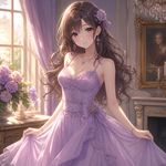 anime character, young woman in dress of this color