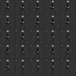 a 5x5 (25 in total) grid of animation frames (for seamless loop): YoRHa No.2 Type B walks, swaying her thighs with gait