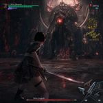 Devil May Cry (2001) re-made with very high budget in 2026 for PS5, gameplay screenshot, protagonist from "Fatal Frame" as a playable character wielding katana