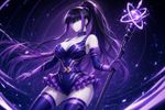 Make a high-quality professionally-made anime-style artwork (as in posts at Pixiv and Danbooru), with a female character wearing the exact attire from the provided reference in [Image] and holding the staff from reference while posing.

