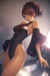 Rise Kujikawa from "Shin Megami Tensei: Persona 4 Golden", at an empty studio with white brick walls and a strong feel of a liminal space, wearing YSB2ZXJ5IGRhcmluZyBhbmQgYm9sZCBoaWdoLWN1dCBsZW90YXJk with "juliet sleeves", while posing in front of a photographer (out of frame) for a photo. emphasize on anatomically correct portrayal.
The artistic technique of this image is the same as in the official artworks of the Persona 4, but the linework/outlines are missing (or are very thin). Close-up, dutch angle, anamorphic lens flare, subtle color filter applied, sense of perspective and motion with dynamial angle and complex lighting. Emphasize on Y3VydmVzLCBib2R5IHNoYXBlLCBhbmF0b215Lg==