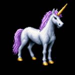 an image in the exact technique and art direction (non-pixelated, high-definition smoothly-done pixelwork, NOT pixelized) of in-game graphics assets (like in its sprites) from the 1994 game "Warcraft II: Tides of Darkness" (MS-DOS) by Blizzard, with vibrant SVGA (NOT 16-bit) colors. an unicorn