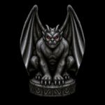 an image in the exact technique (non-pixelated, high-definition smoothly-done pixelwork, NOT pixelized) of in-game graphics assets (sprites, textures) from the 1994 game "Heretic: Shadow of the Serpent Riders" (MS-DOS) by Ravern Software. a gargoyle