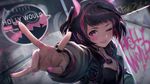 a vibrant lively artwork in style of Cytus by Rayark. close-up view, dutch angle, perspective foreshortening, it features Holly Would posing