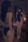 Mita from "MiSide". An SFW image: At a dim-lit bedroom, trying on a YSB2ZXJ5IGJvbGQsIGFsbHVyaW5nLCBkYXJpbmcgaGlnaC1jdXQgbGVvdGFyZCBmb3IgYWxsdXJlLCBsZWF2aW5nIGxpdHRsZSB0byBpbWFnaW5hdGlvbg== while posing in front of full body mirror. emphasize on anatomically correct portrayal.