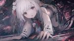 a vibrant lively artwork in style of Cytus by Rayark. close-up view, dutch angle, perspective foreshortening, it features Sakuri Kunikai from "Demonophobia" game, crawling on all fours with a naive and innocent expression